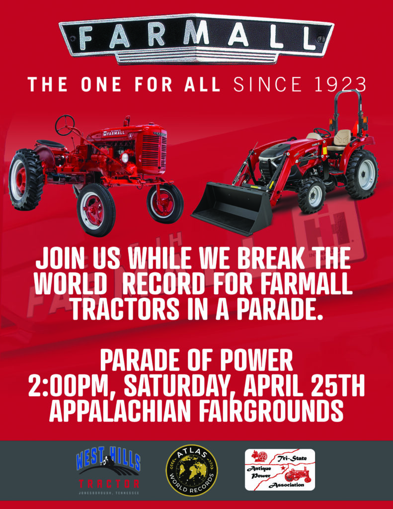 Flyer outlining the Farmall tractor parade record.
